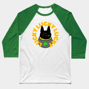 Lucky Lucky Lucky Gold Shamrock Cat Baseball T-Shirt